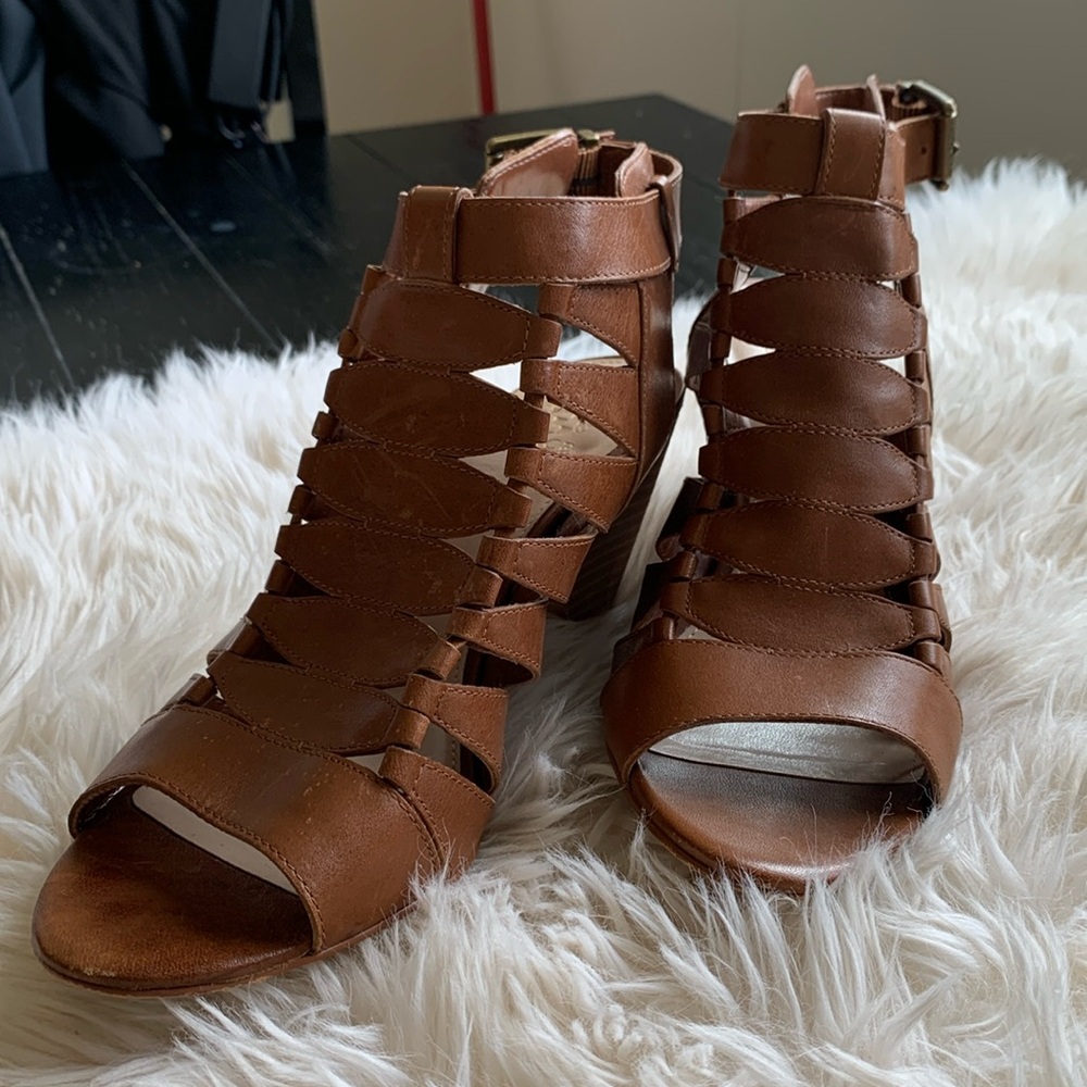 Vince Camuto leather brown wedge sandal size : 9 - Picture 3 of 8